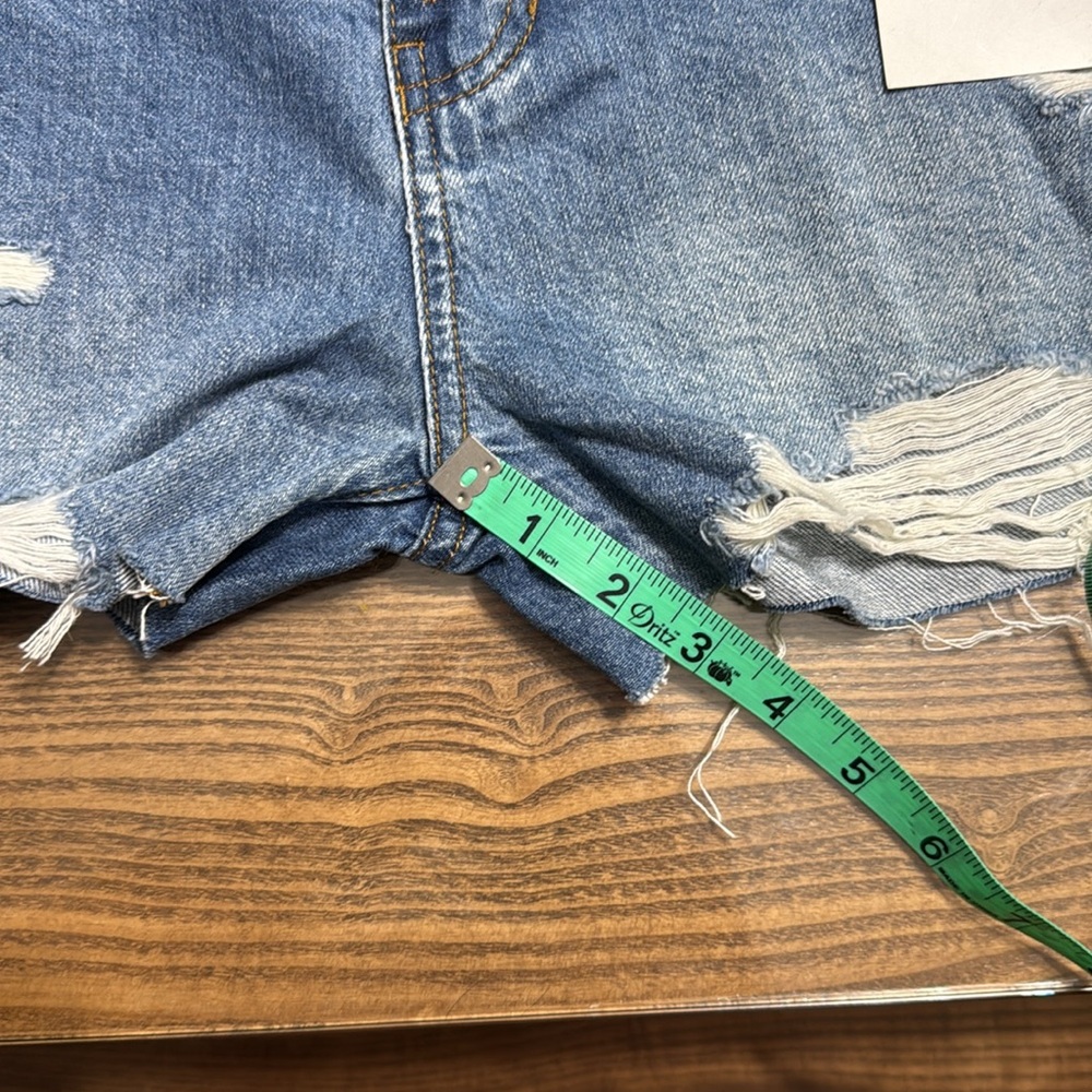 Nature Denim High Rise‎ Distressed Button Fly Denim Shorts Size S - Picture 7 of 7